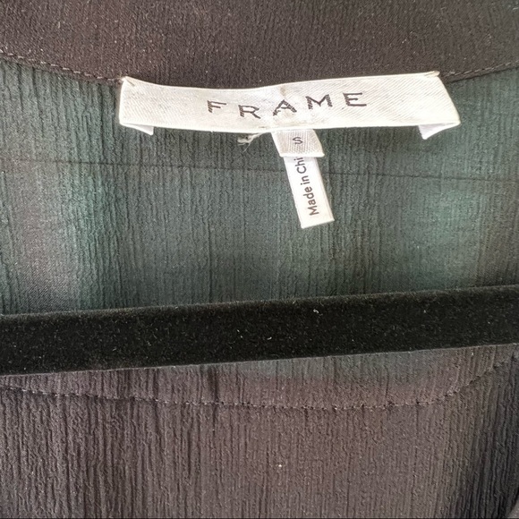 FRAME SILK FLOWY ROMANTIC BLACK RUFFLE BLOUSE SIZE SMALL OVERSIZED - Picture 4 of 5